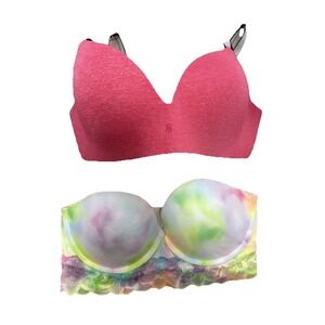 Victoria's Secret 2 Pack Bras Wireless + Strapless 34D Excellent Condition